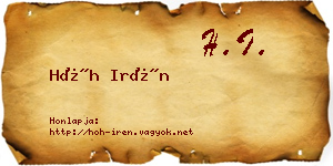 Hőh Irén névjegykártya